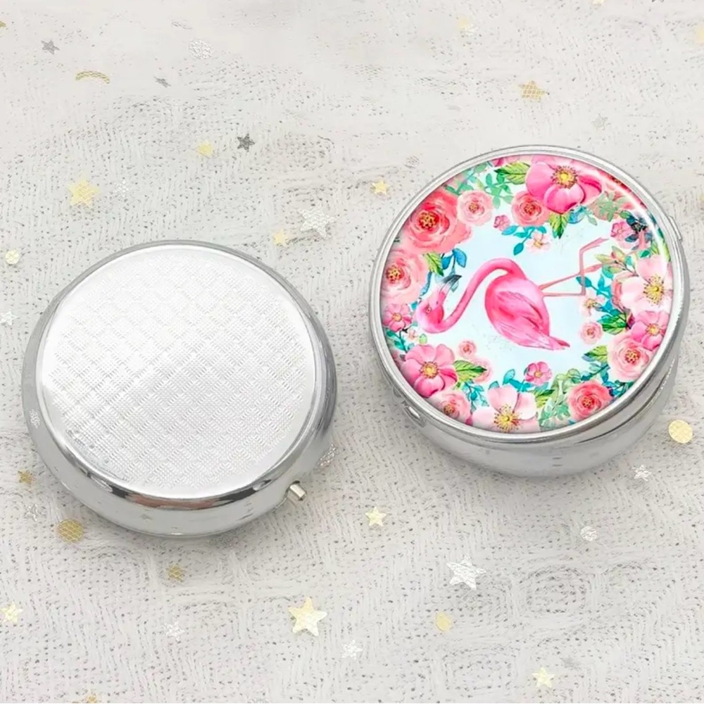 Flamingo Compact Pill Box 1.85”X .6” Three Compartments - Picture 7 of 8